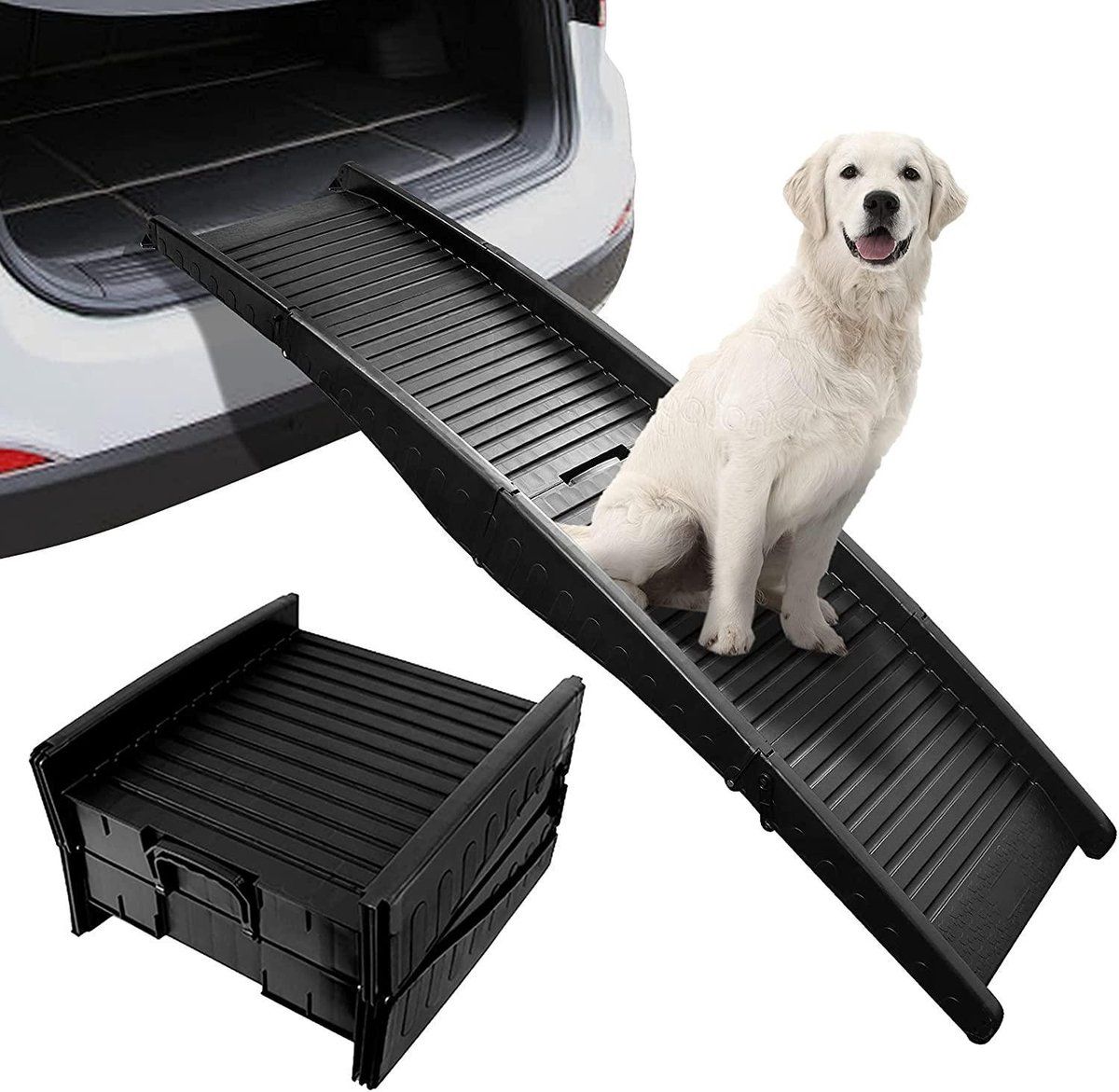 Topmast Loopplank - Zwart - 152 x 40 x 14 cm - voor uw hond in- en uit een auto