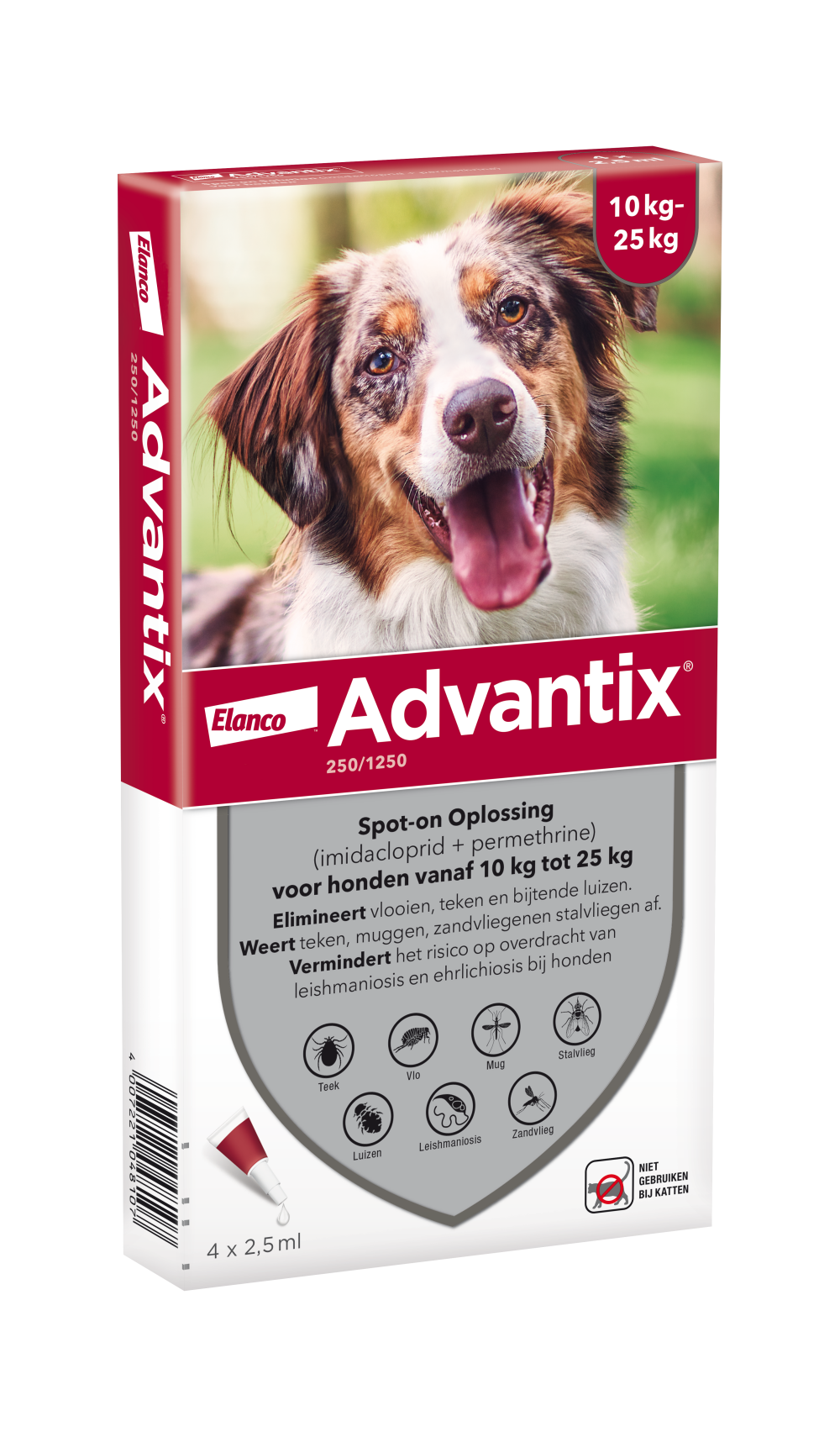 Advantix vlooien- en tekenpipet voor honden 250/1250 (10 tot 25 kg) 4 pipetten