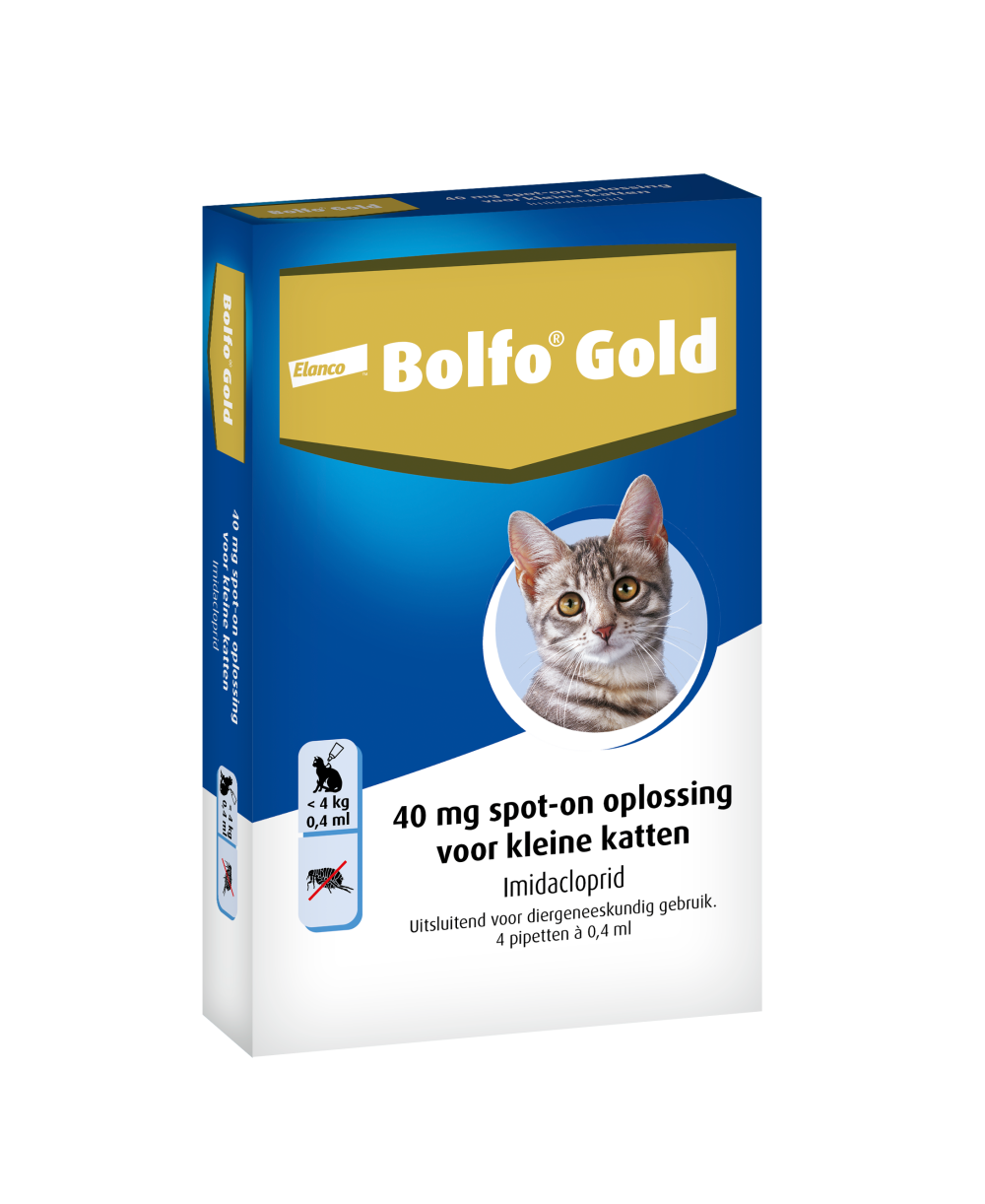Bolfo Gold Vlooiendruppels Kat - Tot 4 kg - 40 mg 4 pipetten