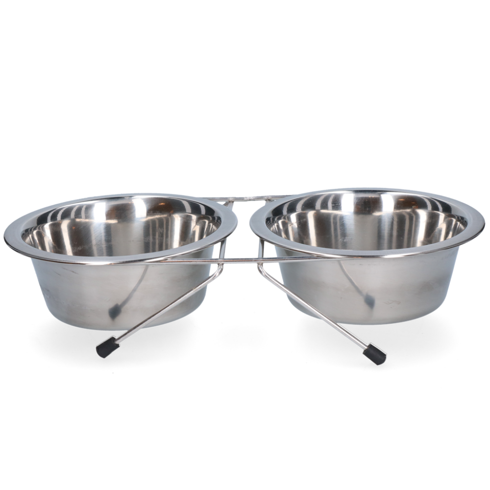 Voer en drinkbak RVS met standaard 750ml Ø 16cm