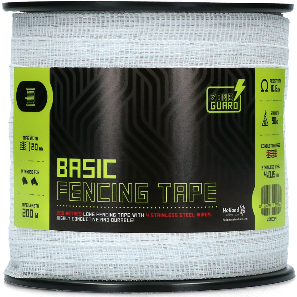 ZoneGuard 20 mm Basic afrasteringslint wit 200 m (4 draden)