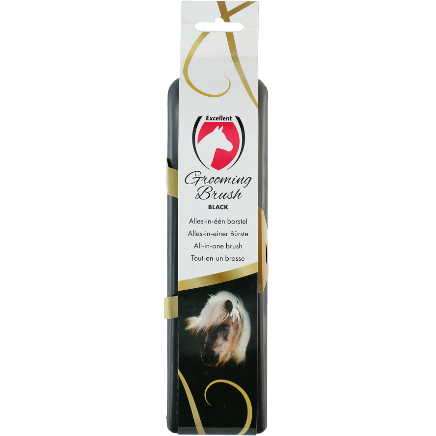 Excellent Horse Grooming Brush Large zwart