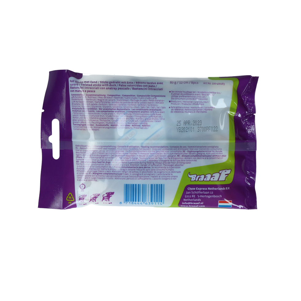 Braaaf Roll sticks eend 12 cm