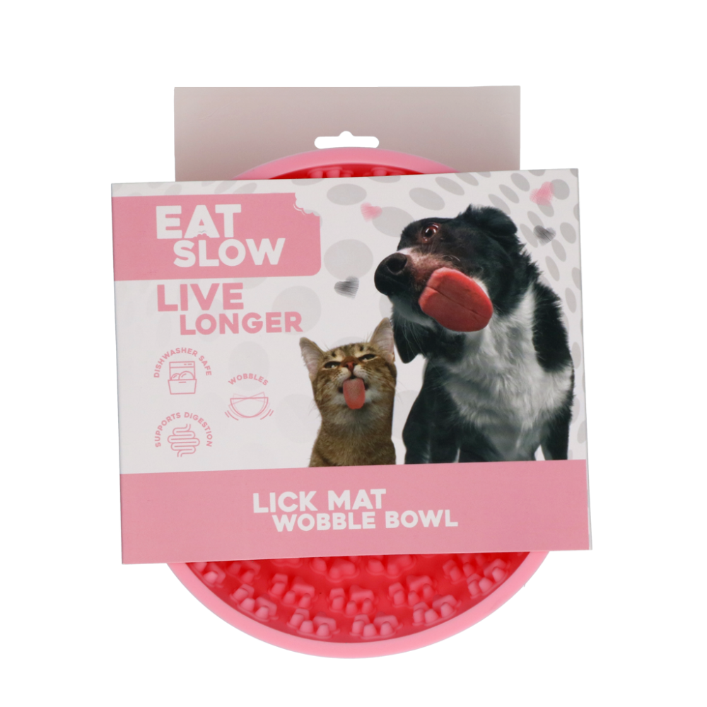 Eat Slow Live Longer Lick Mat Wobble Bowl Pink