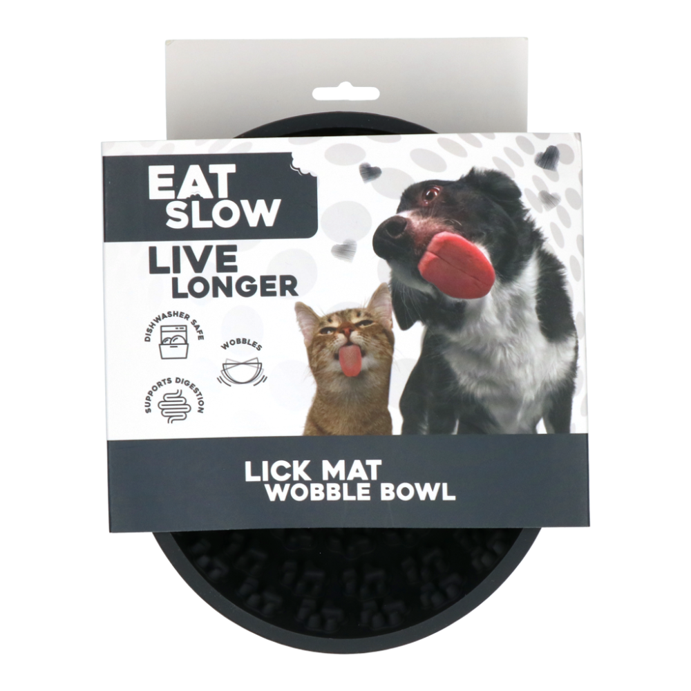 Eat Slow Live Longer Lick Mat Wobble Bowl Grey