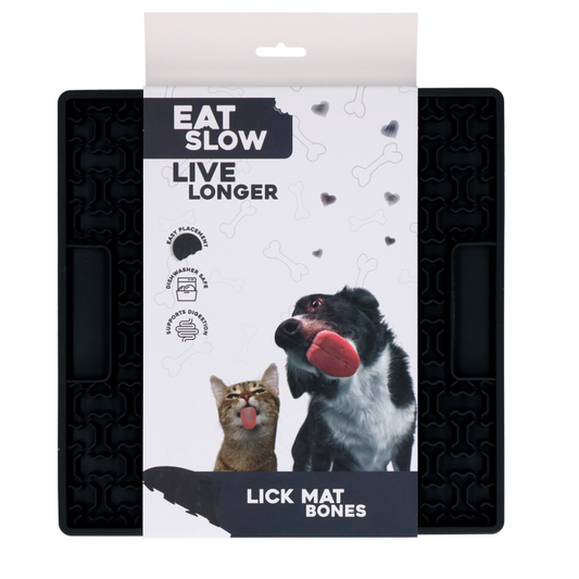 Eat Slow Live Longer Lick Mat Bones Grey