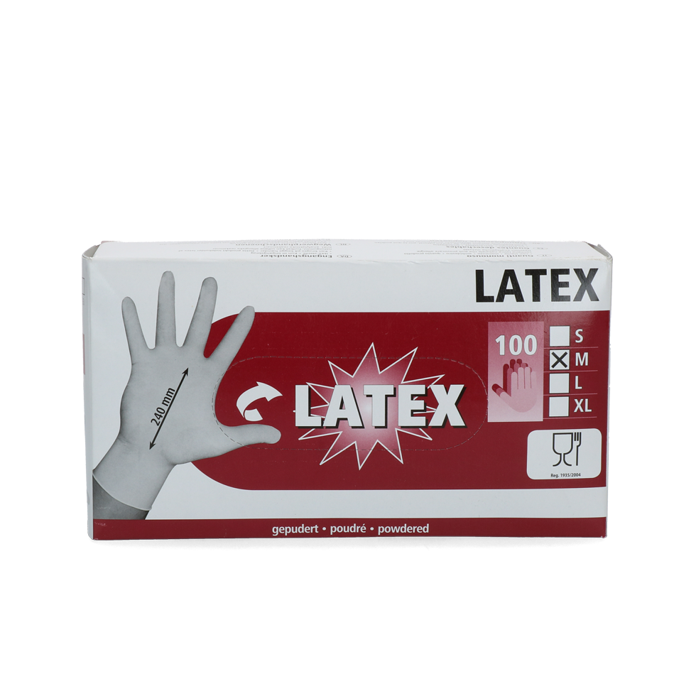 Handschoen Latex gepoederd M (7-8)