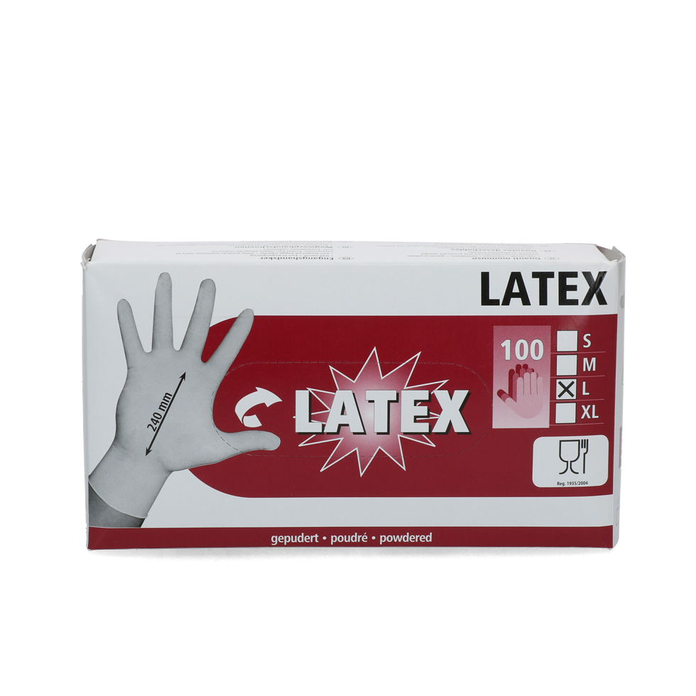 Handschoen Latex gepoederd M (7-8)