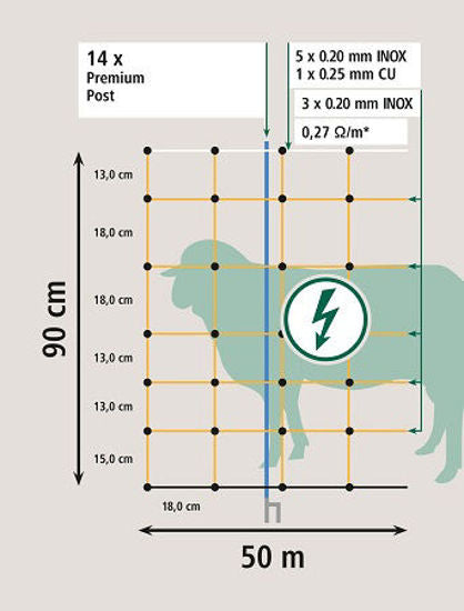 AKO OviNet Premium, 90cm x 50m, oranje/wit