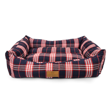 Topmast Dänish Hondenmand - Tartan Blauw & Rood - Large - 78 x 60 x 22 cm