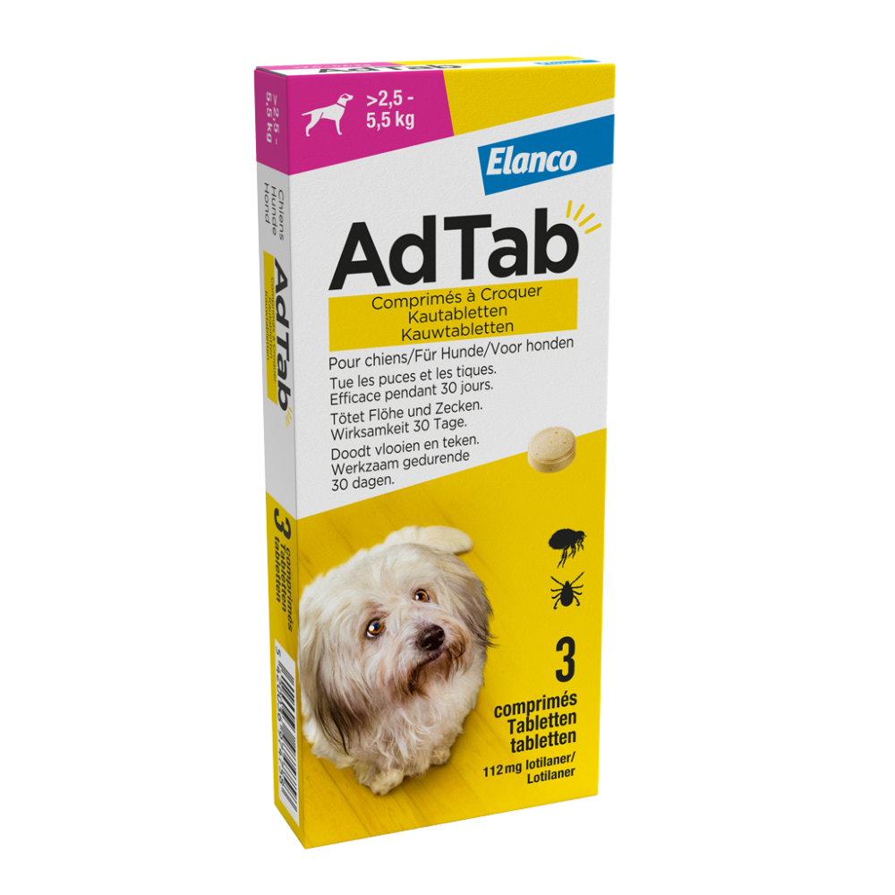 Elanco AdTab kauwtabletten hond (>2,5 - 5,5 kg)