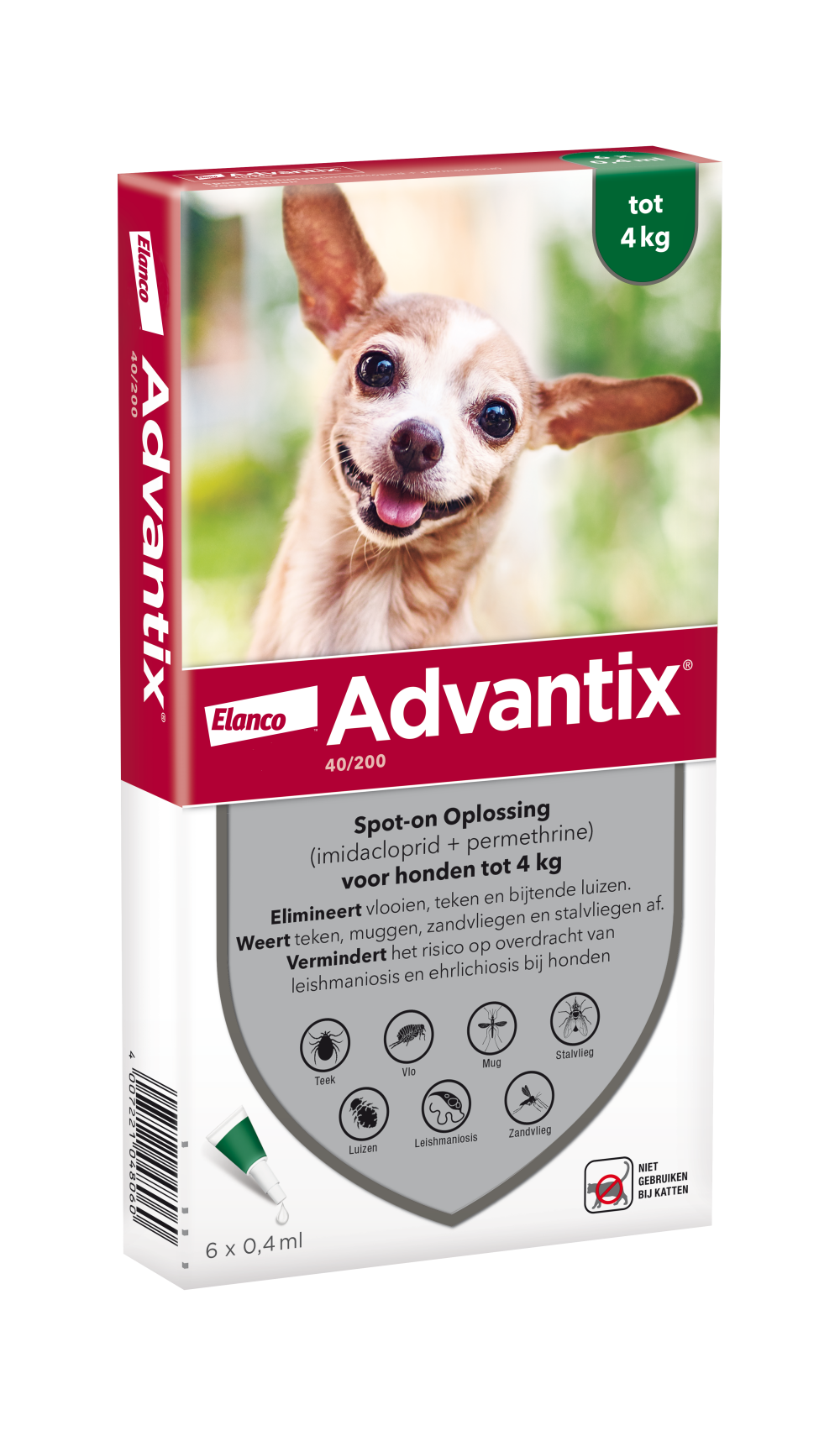 Advantix vlooien- en tekenpipet voor honden 40/200 (1,5 tot 4kg) 6 pipetten