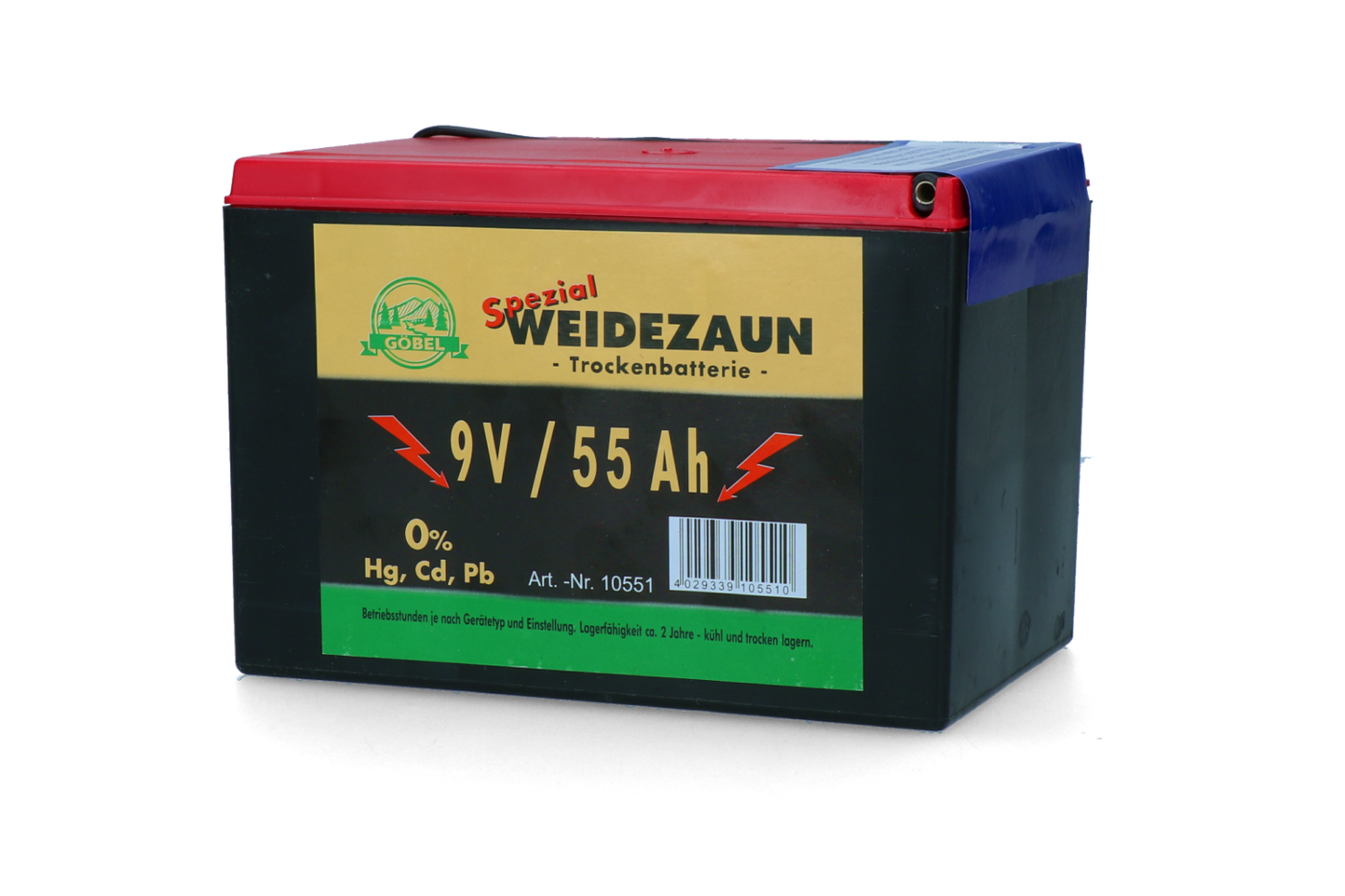 Batterij EG super 9V / 55Ah (H11,5 x L16,5 x B11,2 cm) 55 Ah