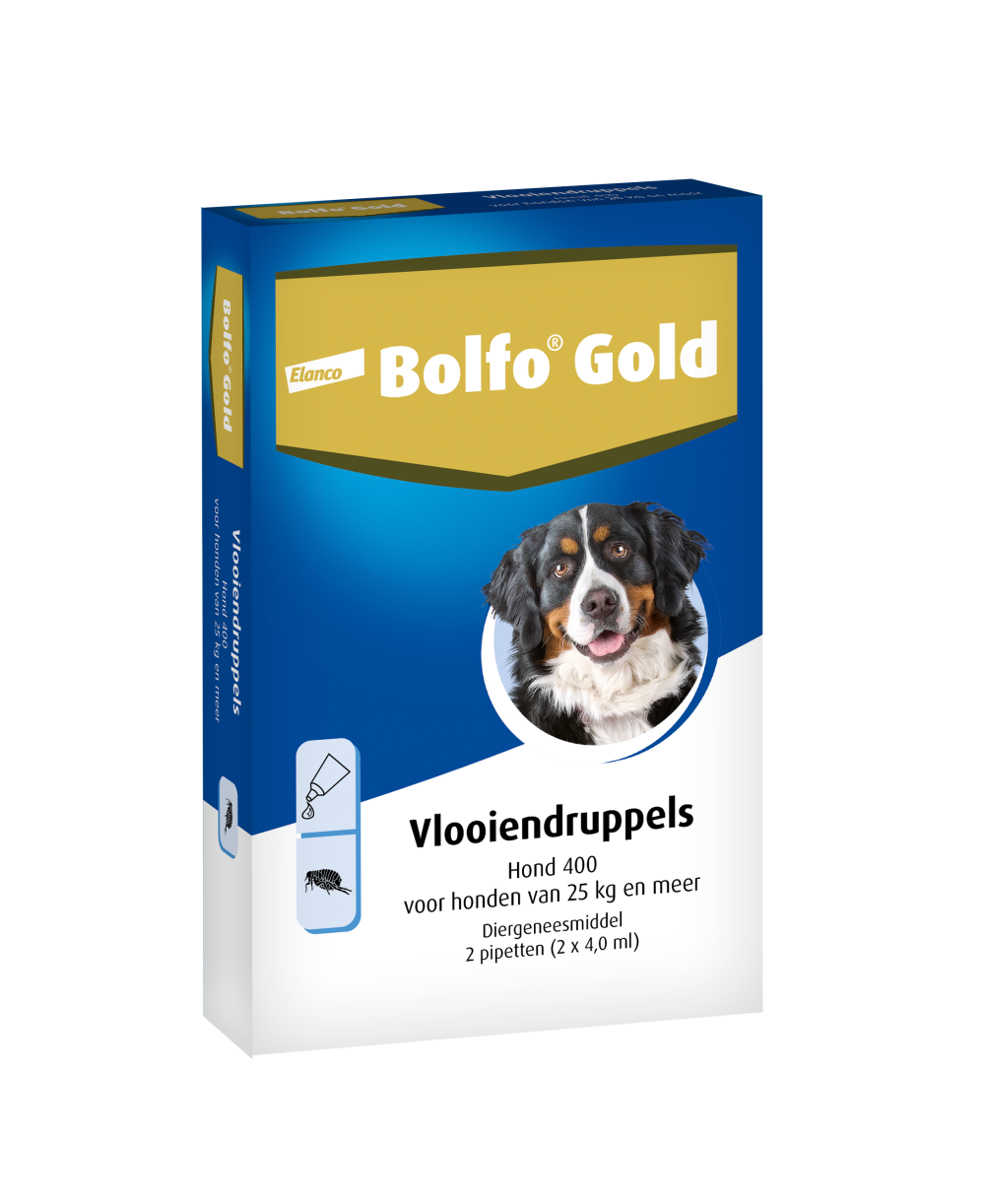 Bolfo Gold Vlooiendruppels Hond - 25 tot 40 kg - 400 mg 2 pipetten