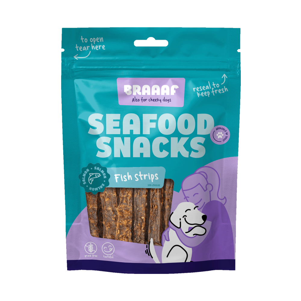 Braaaf Seafood Zalm Visstrips - 12 cm