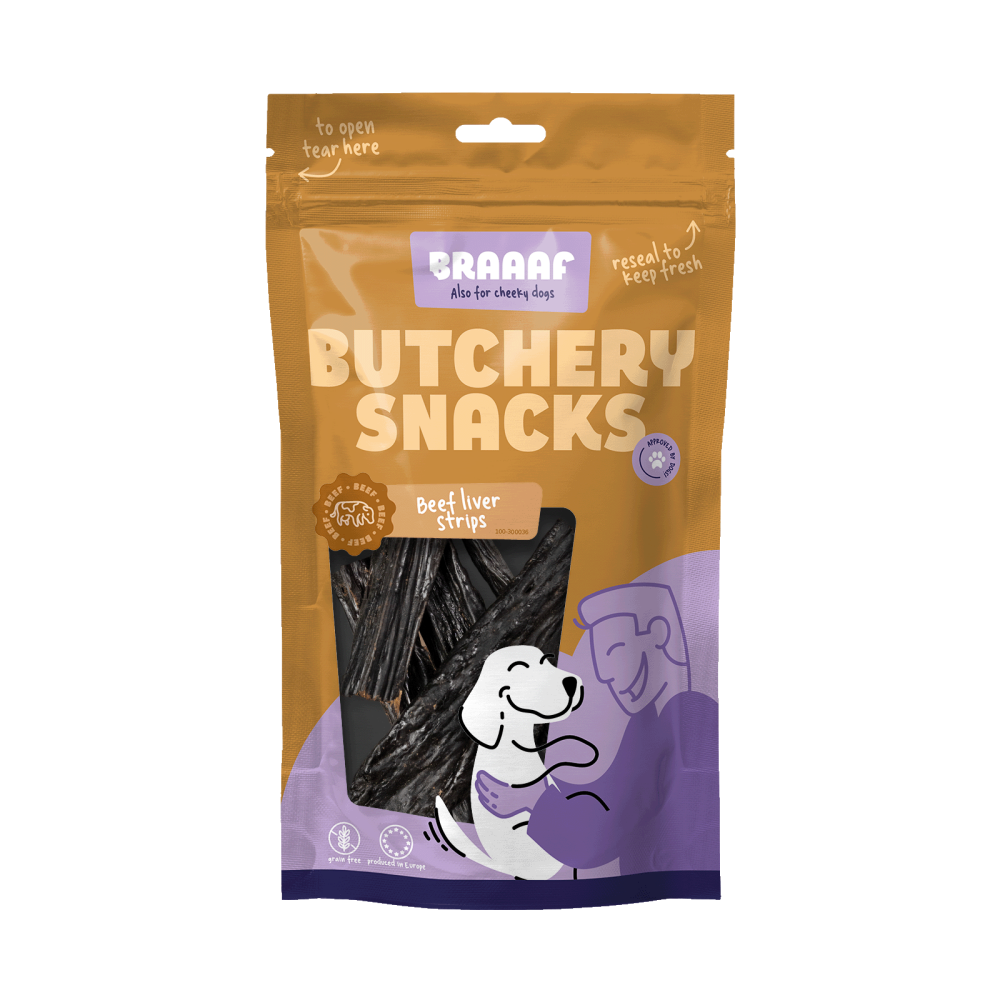 Braaaf Butchery Snacks Runderlever reepjes 150 g