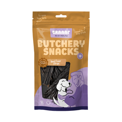 Braaaf Butchery Snacks Runderlever reepjes 150 g