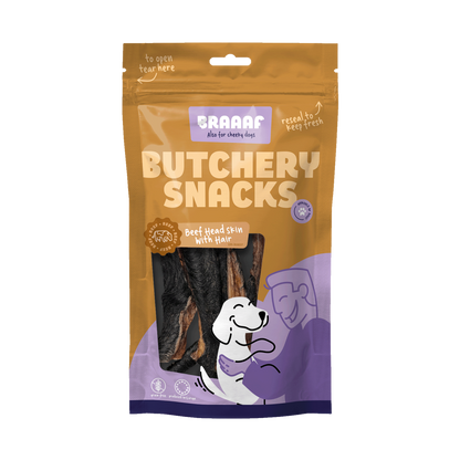 Braaaf Butchery Snacks Runderkophuid met haar 150 g