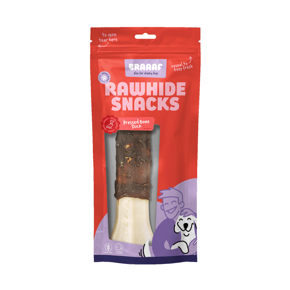 Braaaf Rawhide Pressed Bone Eend - 20 cm