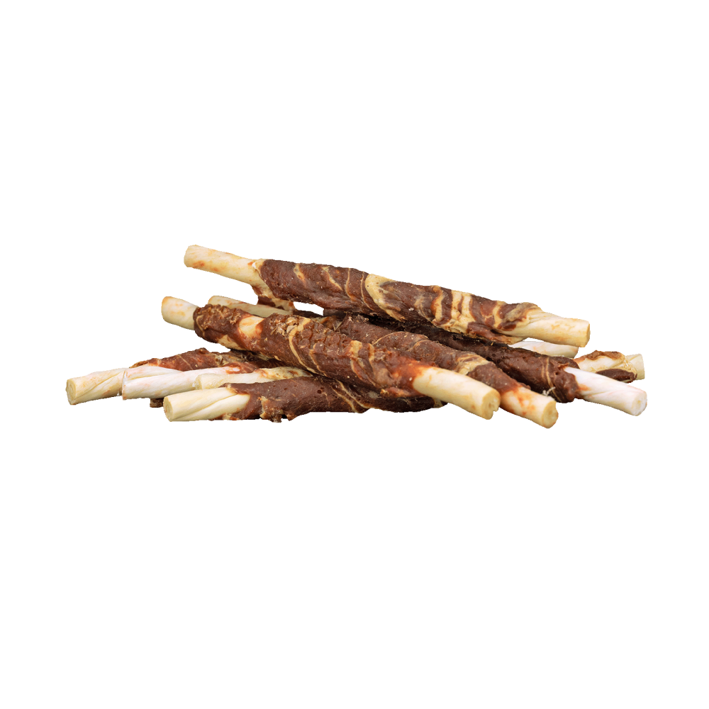Braaaf Rawhide Roll Sticks Rund & Vis - 8 st.