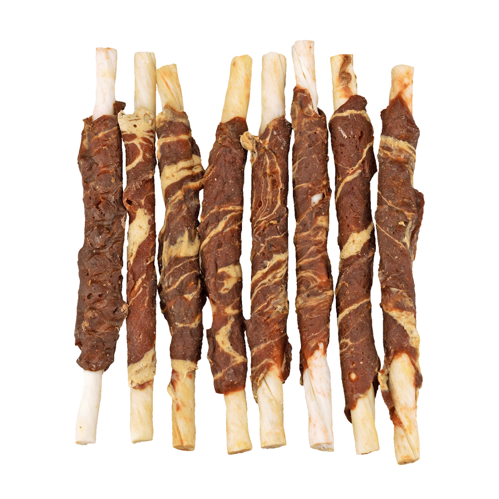 Braaaf Rawhide Roll Sticks Rund & Vis - 8 st.