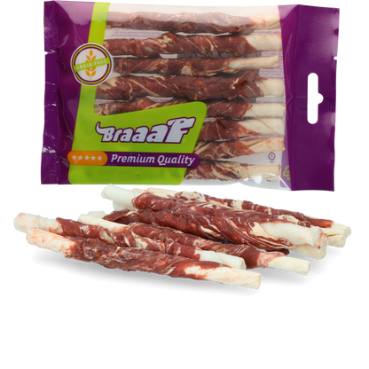 Braaaf Rawhide Roll Sticks Lam & Vis - 8 st.