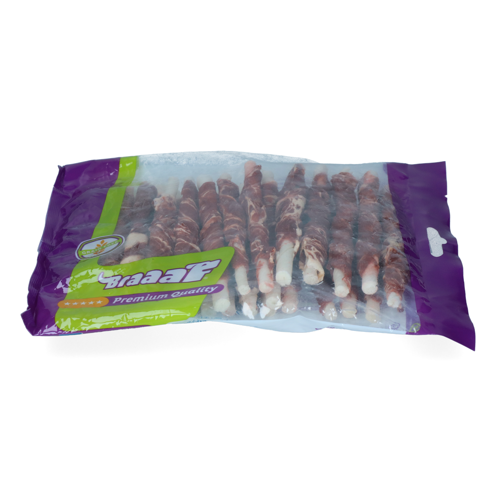 Braaaf Rawhide Roll Sticks Rund & Vis - 25 st.