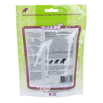 Braaaf Vegan Snack Spinazie Stick - 12 cm