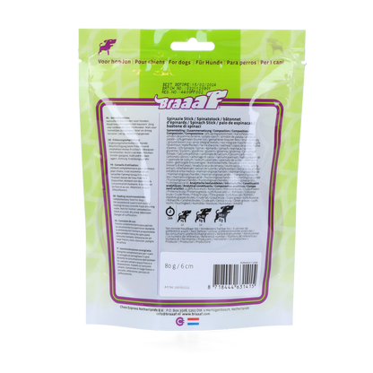Braaaf Vegan Snack Spinazie Stick - 6 cm