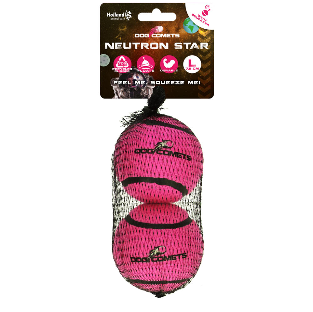 Dog Comets Tennisbal Met Pieper Neutron Star L Roze (2-pack)