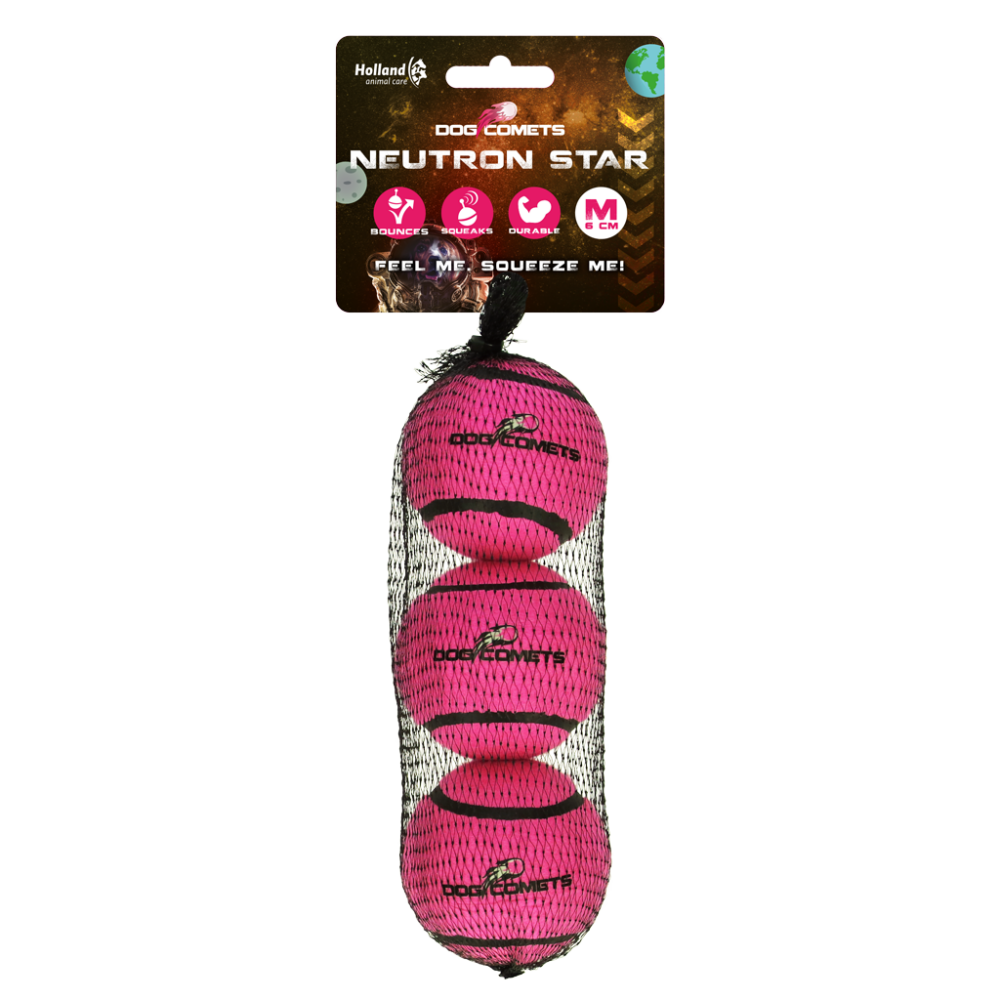 Dog Comets Tennisbal Met Pieper Neutron Star M Roze (3-pack)