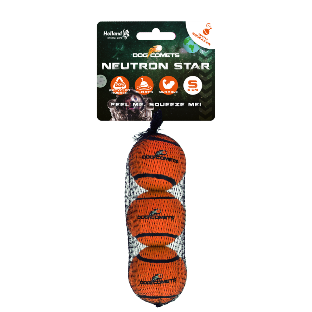 Dog Comets Tennisbal Met Pieper Neutron Star S Oranje (3-pack)