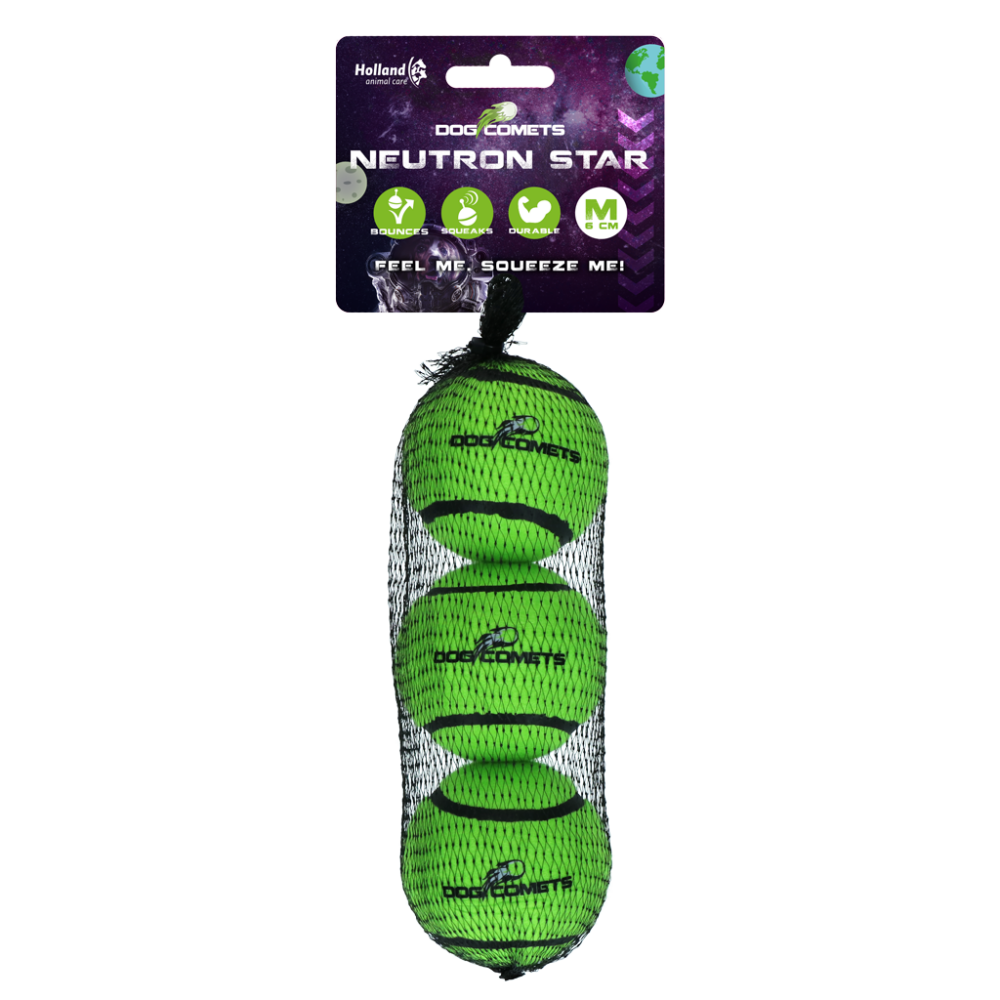 Dog Comets Tennisbal Met Pieper Neutron Star M Groen (3-pack)
