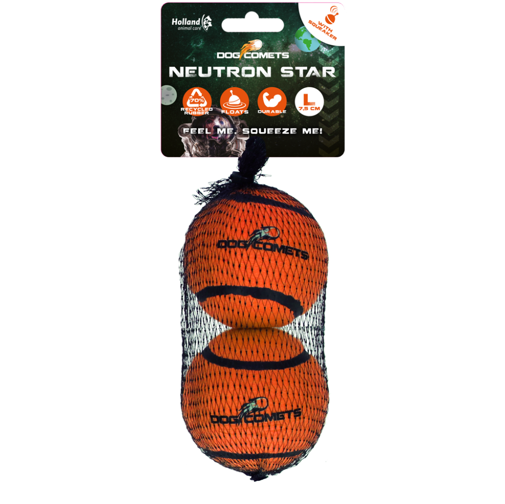 Dog Comets Tennisbal Met Pieper Neutron Star L Oranje (2-pack)