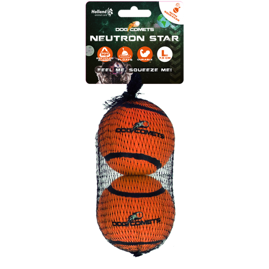 Dog Comets Tennisbal Met Pieper Neutron Star L Oranje (2-pack)