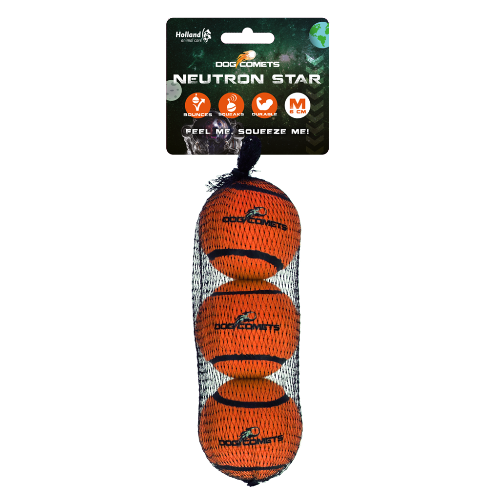 Dog Comets Tennisbal Met Pieper Neutron Star M Oranje (3-pack)