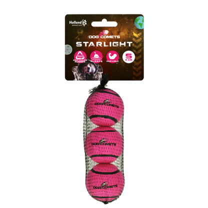 Dog Comets Tennisbal Starlight S Roze (3-pack)