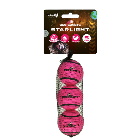 Dog Comets Tennisbal Starlight S Roze (3-pack)