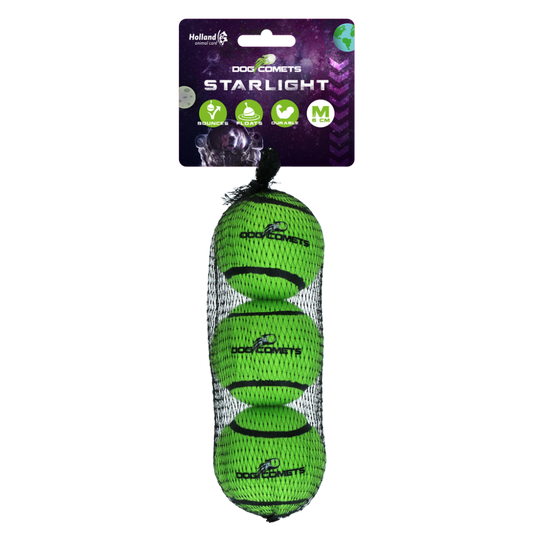 Dog Comets Tennisbal Starlight M Groen (3-Pack)