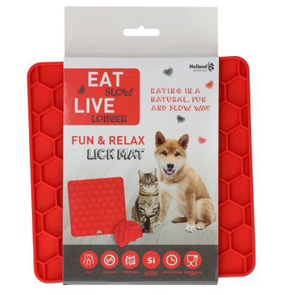 Eat Slow Live Longer Lick Mat Honeycomb Rood