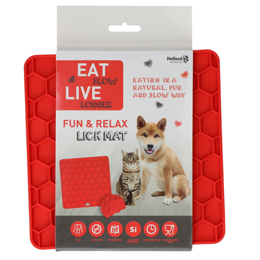 Eat Slow Live Longer Lick Mat Honeycomb Rood