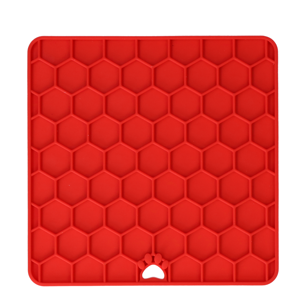 Eat Slow Live Longer Lick Mat Honeycomb Rood