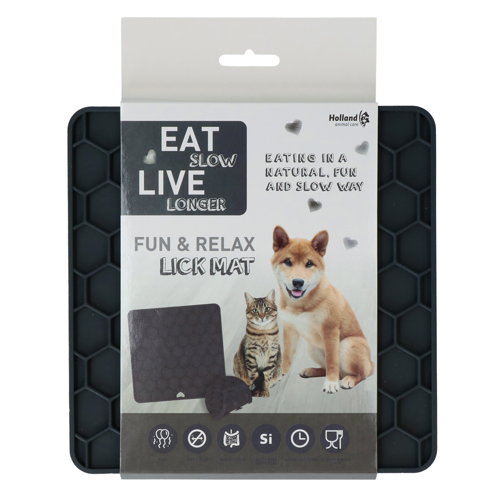Eat Slow Live Longer Lick Mat Honeycomb Grijs
