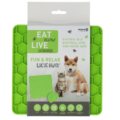 Eat Slow Live Longer Lick Mat Honeycomb Groen