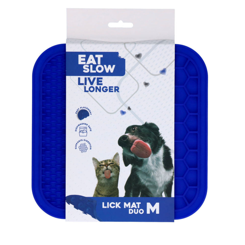 Eat Slow Live Longer Lick Mat Duo M Blauw