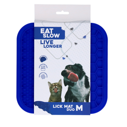 Eat Slow Live Longer Lick Mat Duo M Blauw