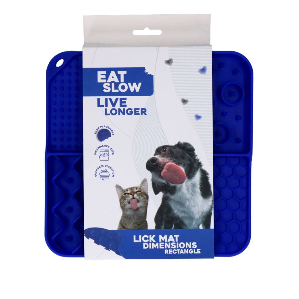 Eat Slow Live Longer Lick Mat Dimensions Rectangle Blauw