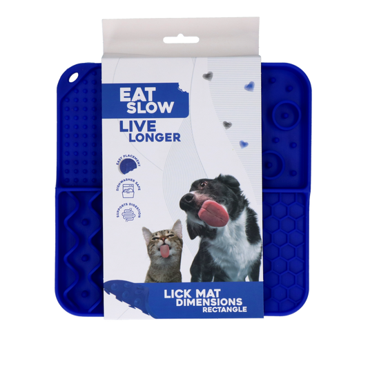 Eat Slow Live Longer Lick Mat Dimensions Rectangle Blauw