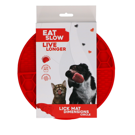 Eat Slow Live Longer Lick Mat Dimensions Circle Rood