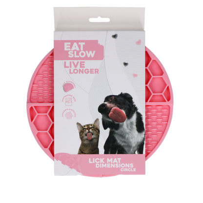Eat Slow Live Longer Lick Mat Dimensions Circle Roze